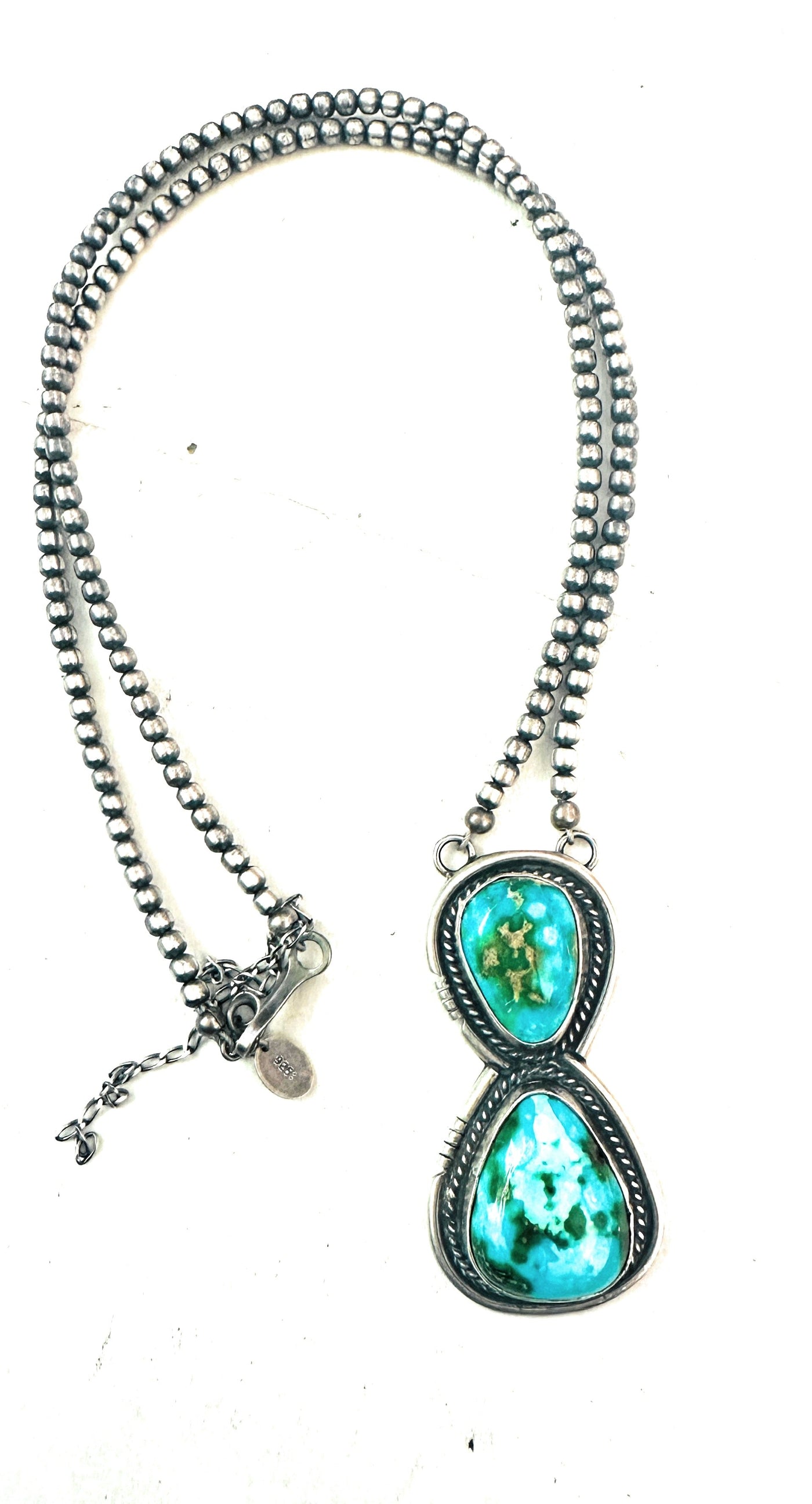 Navajo Sterling Silver & Sonoran Mountain Turquoise Beaded Necklace