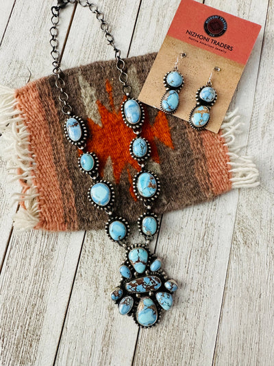 Navajo Golden Hills Turquoise & Sterling Silver Necklace Set by Sheila Becenti