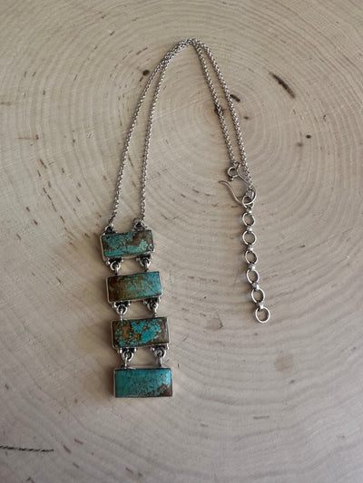 Handmade Number 8 Turquoise & Sterling Silver Drop Necklace