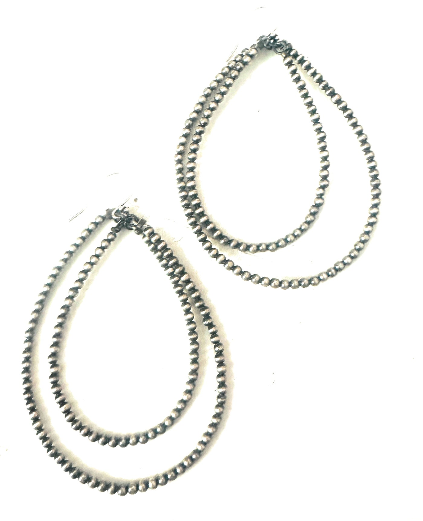 Handmade Sterling Silver Pearl Dangle Hoop Earrings 3mm