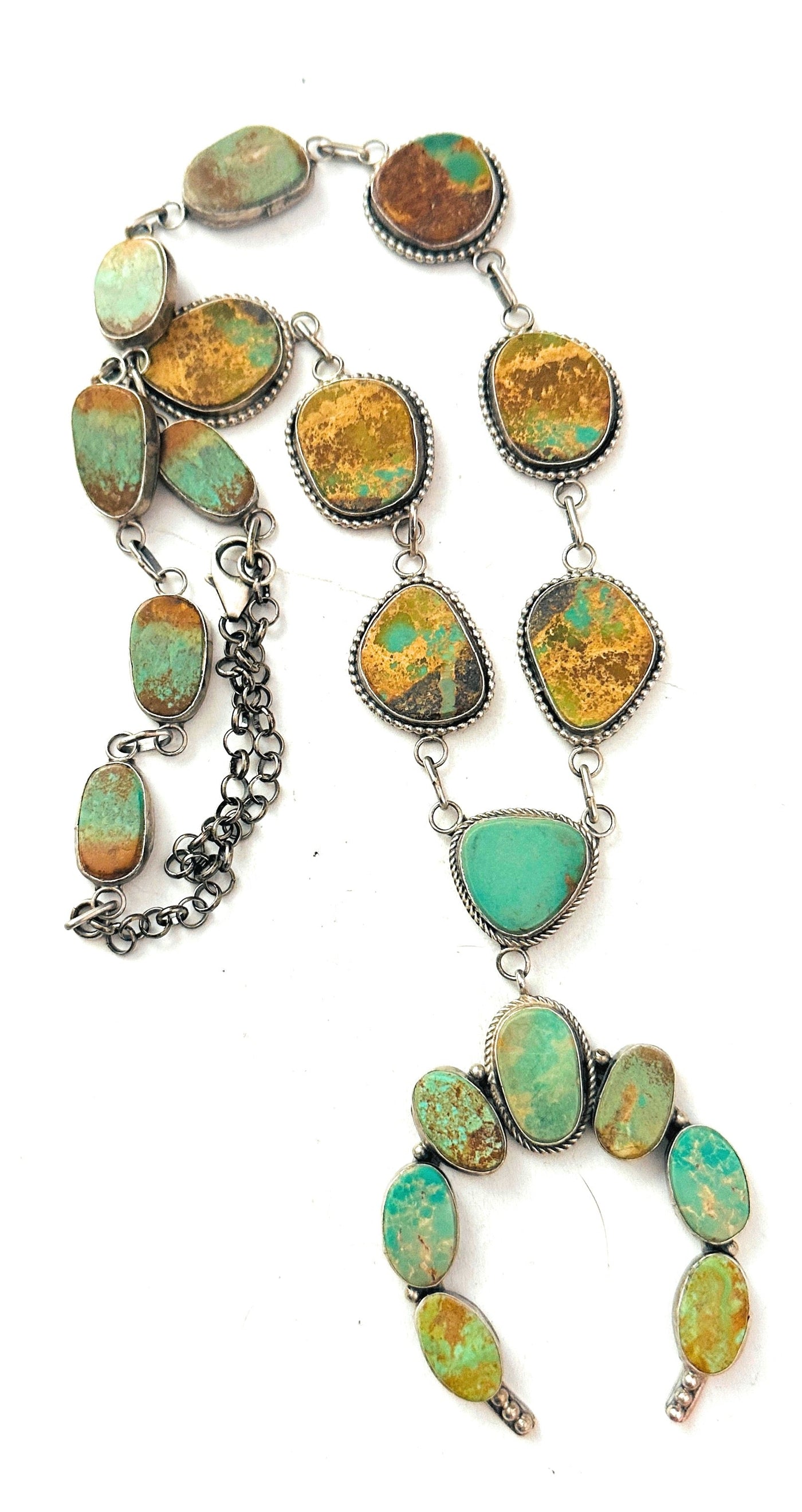 Navajo Sterling Silver & Royston Turquoise Naja Necklace by Jacqueline Silver